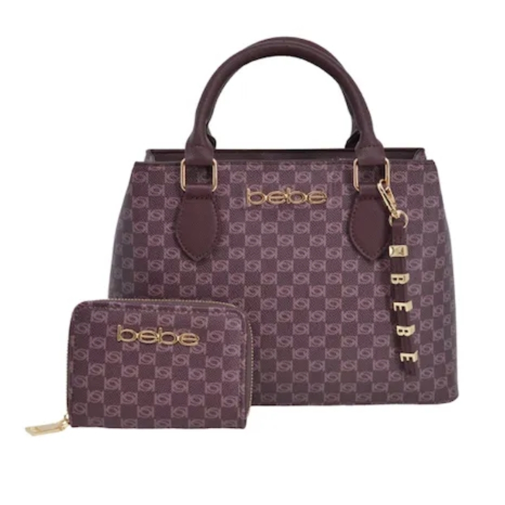 Bebe Burgundy Satchel and Wallet Set